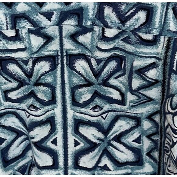 Hawaiian Shirt Blue Tropical Button Up Crop Top One Size Boxy Coconutgirl Unique - Picture 3 of 6